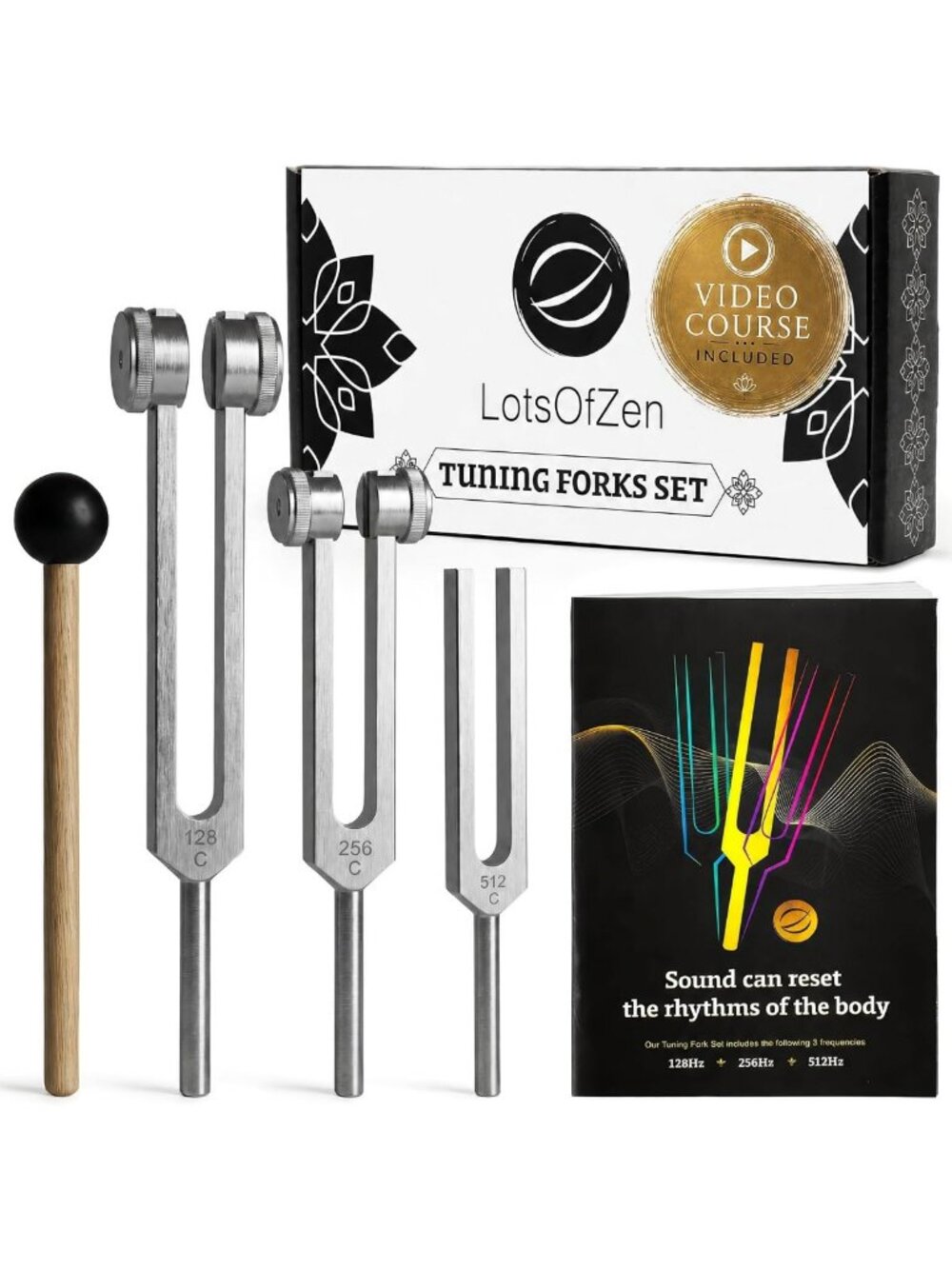 Healing Tuning Forks Set - 128Hz, 256Hz, 512Hz for Sound Therapy & Wellness